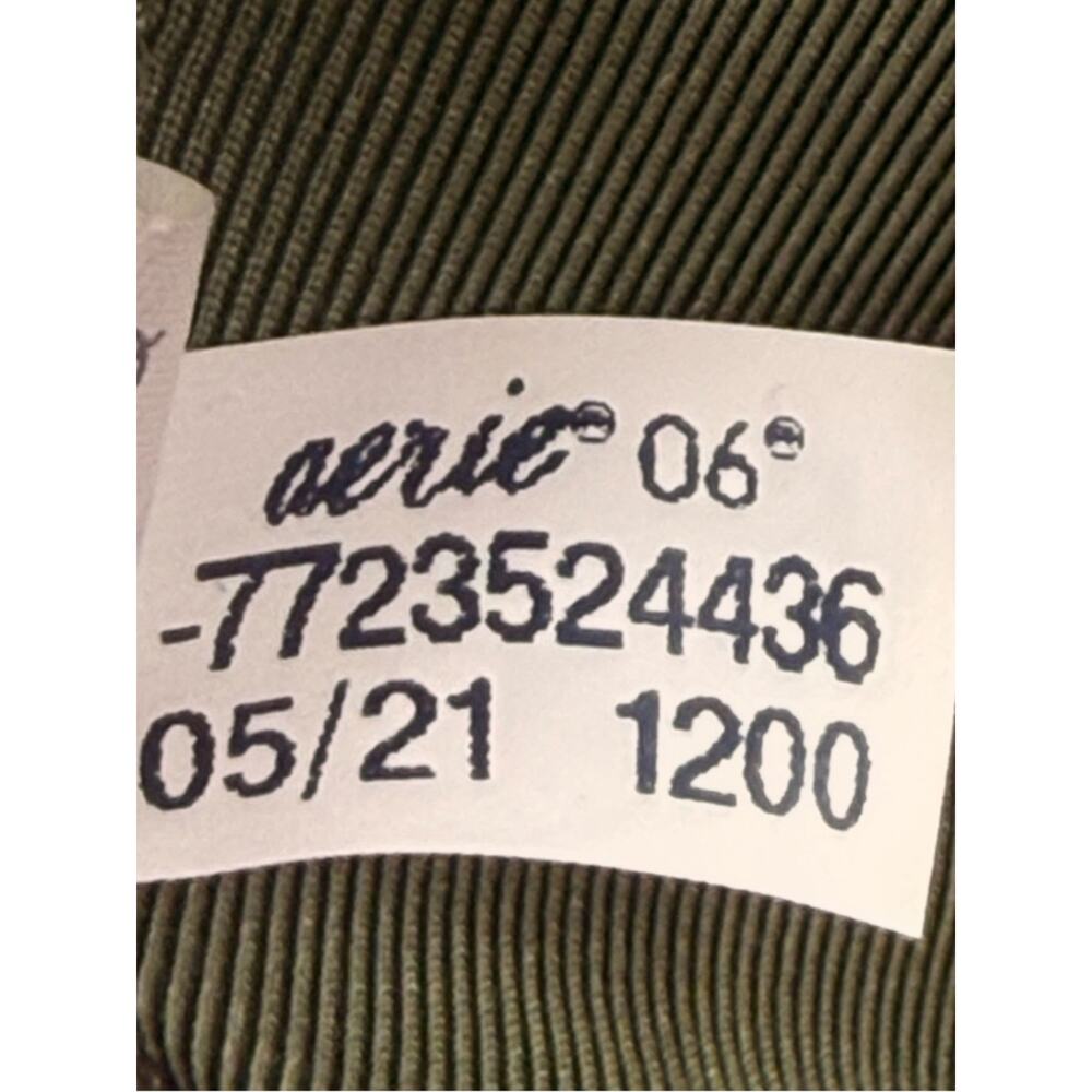 Aerie Full Coverage Wrap Tie Front One Piece Swimsuit Olive Fun Size Medium - Picture 13 of 13